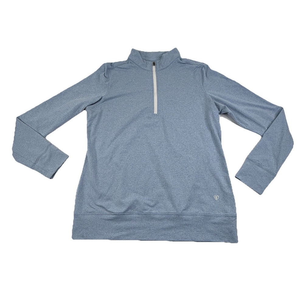 Straight Down Golf 1/4 Zip Pullover Heather Blue Mens Medium Long Sleeve